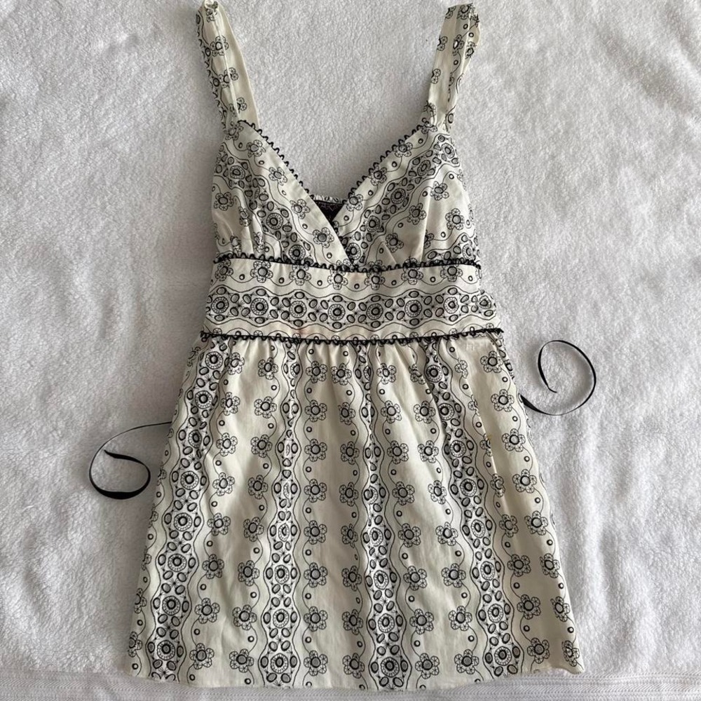 coquette white and black floral babydoll top